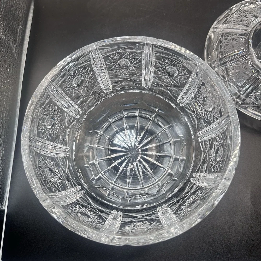 American Brilliant Cut Glass Candy‎ Dish With Lid Regency Sparkling